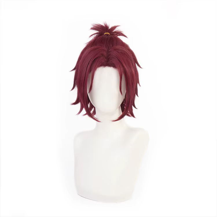 Ensemble Stars Cosplay Isara Mao Perruque, Trickstar Rouge Foncé, Frange Courte au Milieu, Idol Roleplay, Cheveux Synthétiques