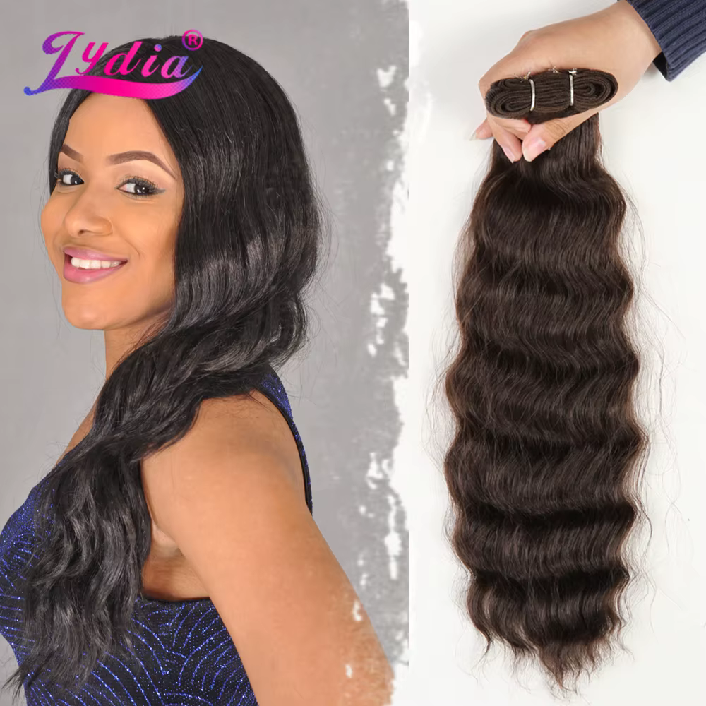Lydia-Extensions de Cheveux Synthétiques Longs et Ondulés