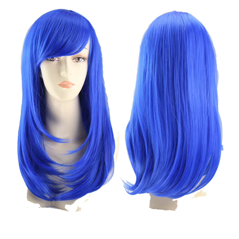 Perruque femme perruques droites perruque de cheveux synthétiques avec frange femme Cosplay perruques rouge bleu rose blanc vert Orange bordeaux marron