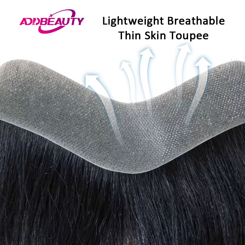 Choix hommes toupet PU V Style avant perruques de cheveux humains indien humain Remy système