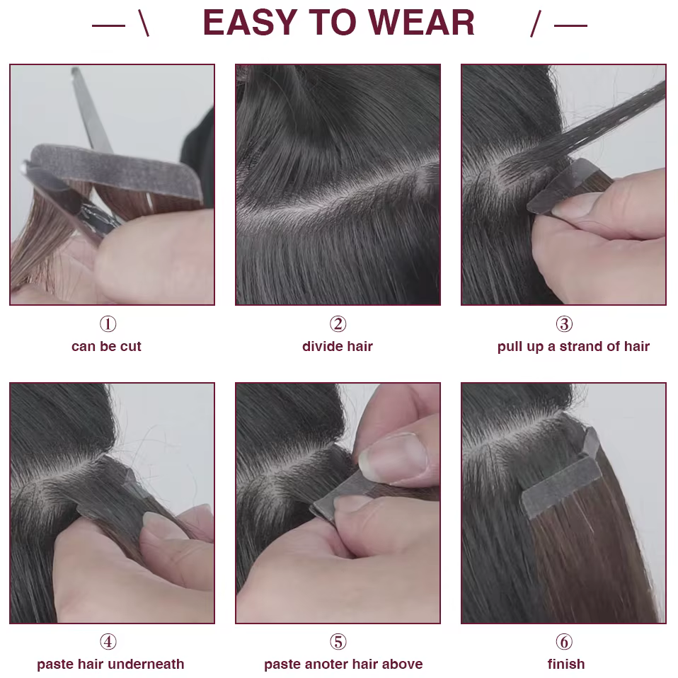 Les rubans 100 pièces remplacent le vieux ruban adhésif dans les extensions de cheveux humains