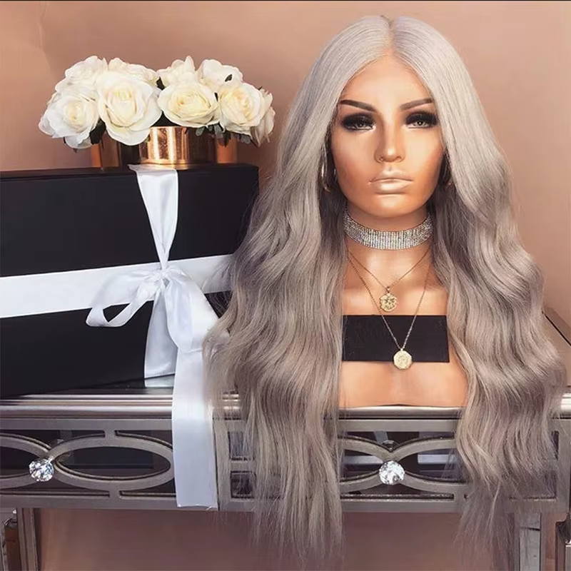 Perruque Lace Front Wig synthétique Body Wave longue bleu foncé, 13x4, naissance des cheveux naturelle pré-épilée, perruque de Cosplay à usage quotidien pour femmes