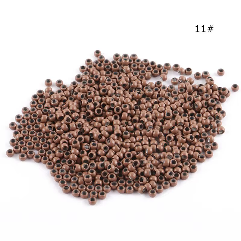 Nano anneaux en silicone marron pour Extensions de cheveux