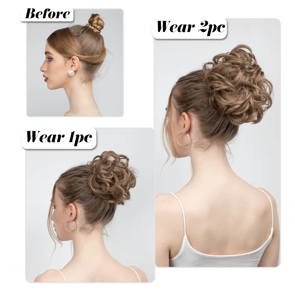 Extensions de Chignon synthétiques bouclés en désordre