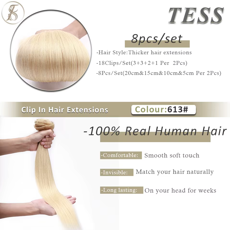 Extensions de Cheveux Naturels Lisses à réinitialisation