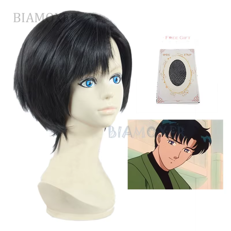Perruque de Cosplay Mamoru Chiba en Clip de Lune