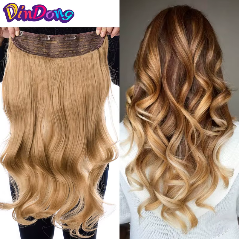 Clips dans les extensions de cheveux 32 pouces synthétiques ondulés 210G Premium