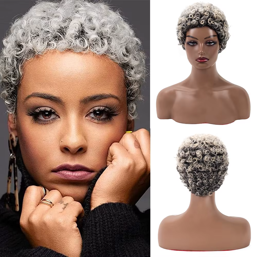 Perruque Synthétique Afro Courte et Bouclée pour Femme