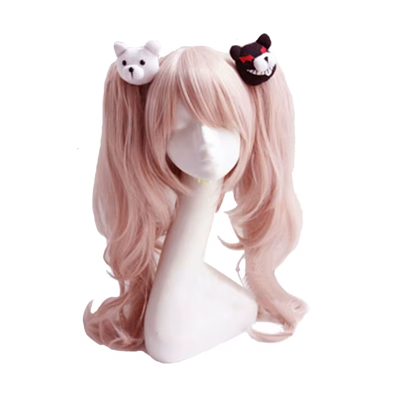 Dangan Ronpa Danganronpa Enoshima Junko Cosplay perruque rose mixte longue ondulée résistant à la chaleur
