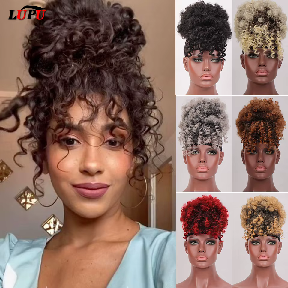 Postiche chignon synthétique pour femmes noires