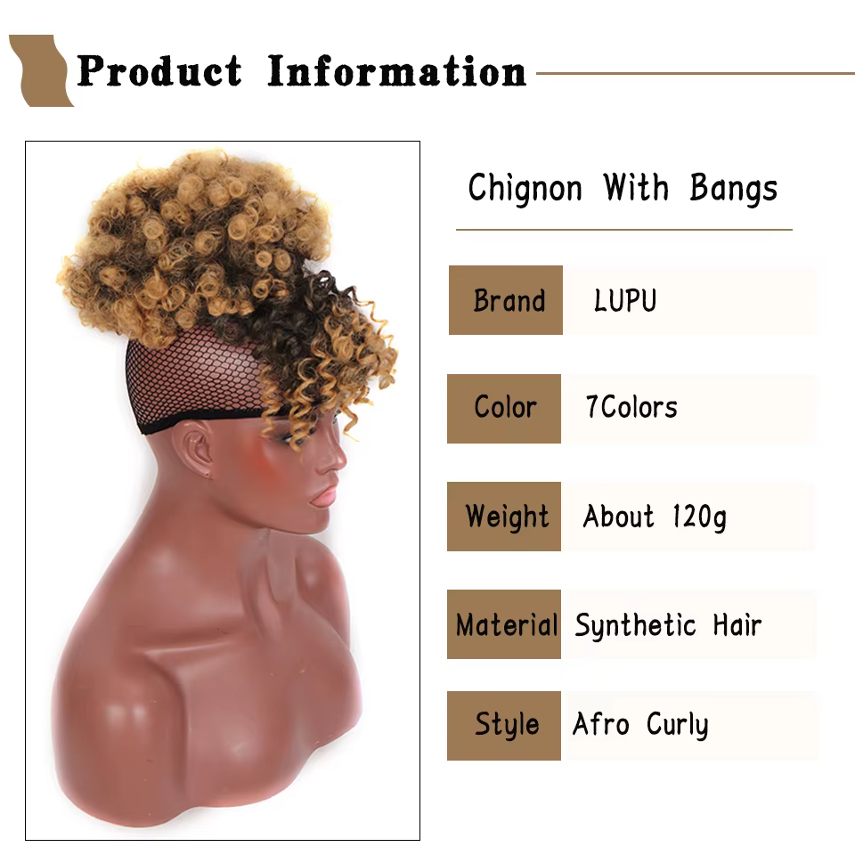 Postiche chignon synthétique pour femmes noires