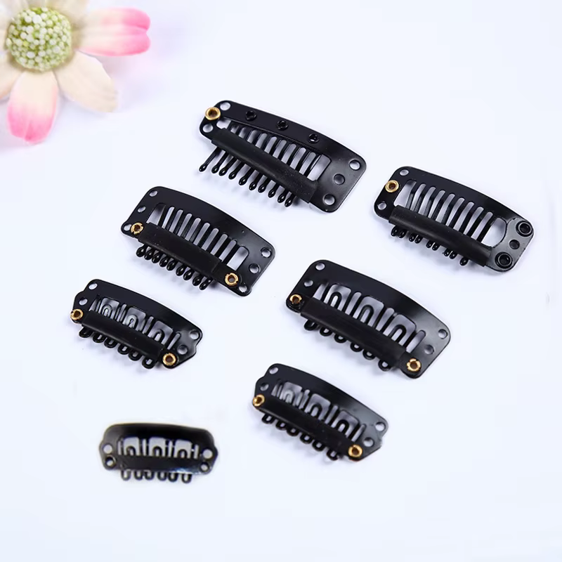 50pcs 2.3cm-3.6cm couleur marron noir perruque Clips Snap Clip pour Extension de cheveux