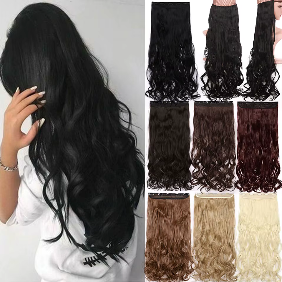 S-noilite synthétique longue pince ondulée en une seule pièce cheveux 4 longueurs Extension demi-tête naturelle fausse
