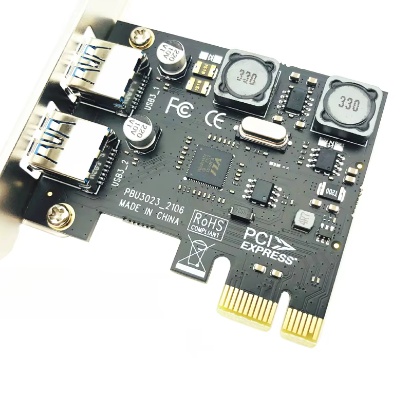 Adaptateur USB 3.0 PCI Express PCI e vers 2 ports USB 3 carte adaptateur d'extension USB3 PCIe PCI-e x1 convertisseur de contrôleur pour ordinateur de bureau