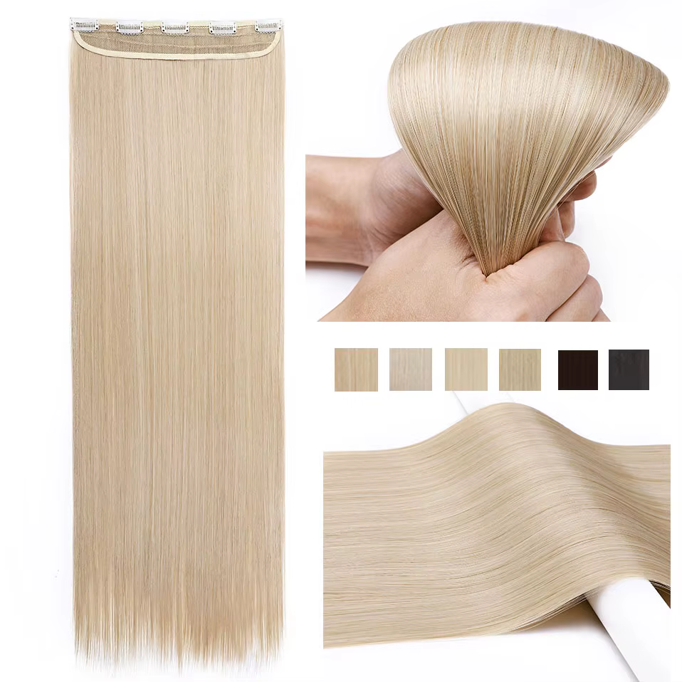 S-noilite Synthétique Clip dans les Extensions de Cheveux Noir Brun Naturel Droite 58-76 cm Long Haute Tempreture