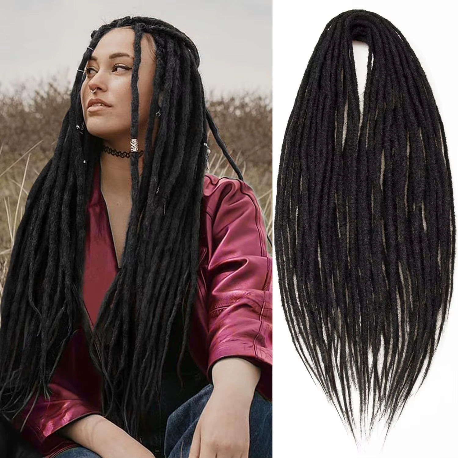 24 "Extensions de dreadlocks Crochet cheveux pour femmes 10 brins tresses