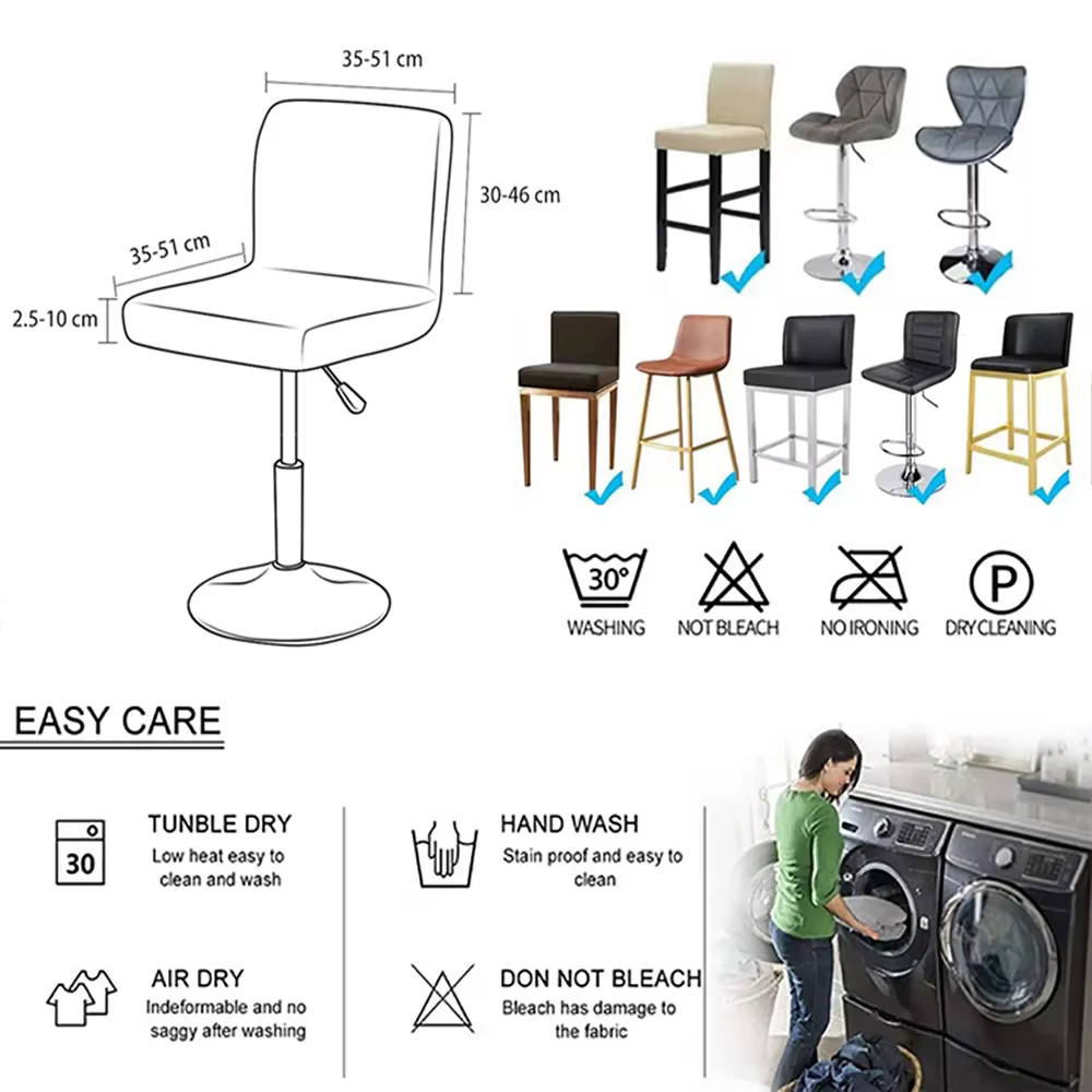 Housse de chaise de tabouret de Bar en cuir Pu, imperméable, extensible, à dossier court, pour salle à manger, protection de chaise, pour Banquet, hôtel, Bar