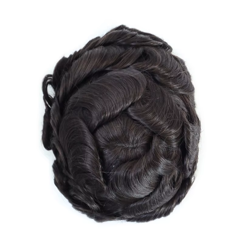 Hommes toupet avec noeuds pleine PU 0.14mm peau mince
