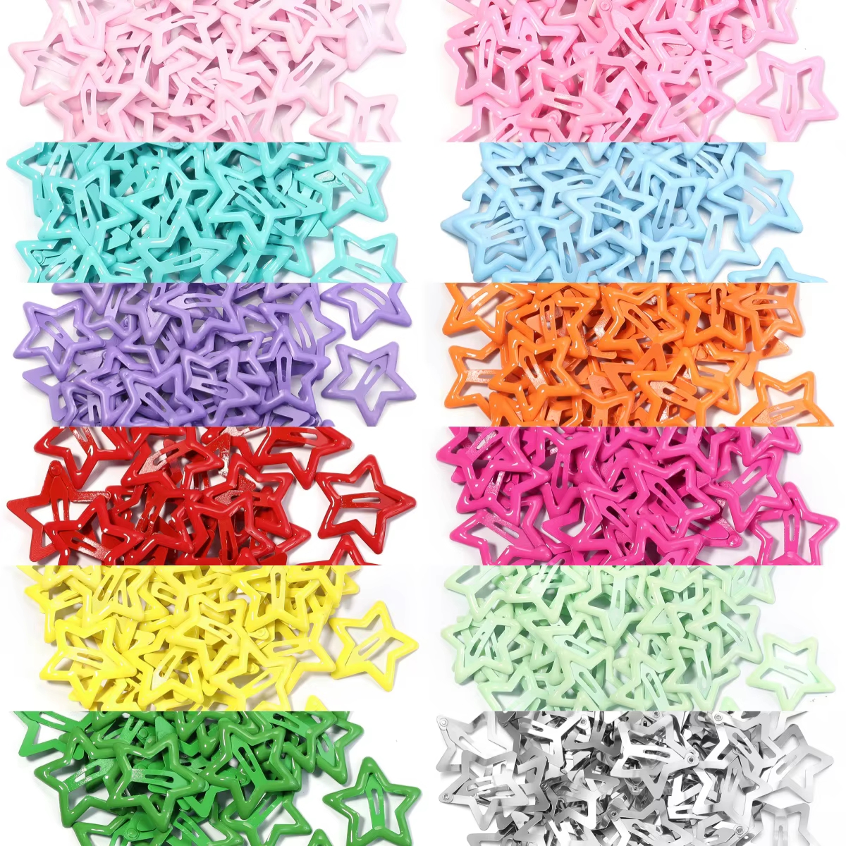 50 pcs/lot métal coloré enfants BB pinces à cheveux Y2K étoile