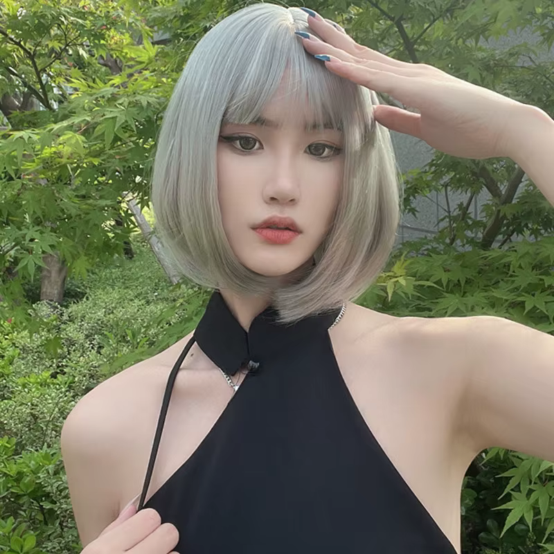 Extensions de cheveux synthétiques mode blanc jeunes femmes perruques blondes naturel respirant couvre-tête dames court Bobo perruque droite chapeau