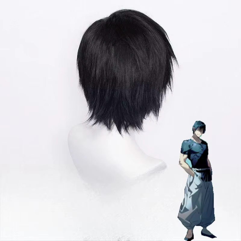Fushiguro Toji rôle cheveux courts Anime Jujutsu Kaisen personnage modélisation perruque homme Match quotidien chapeaux Action réflexe noir couvre-chef