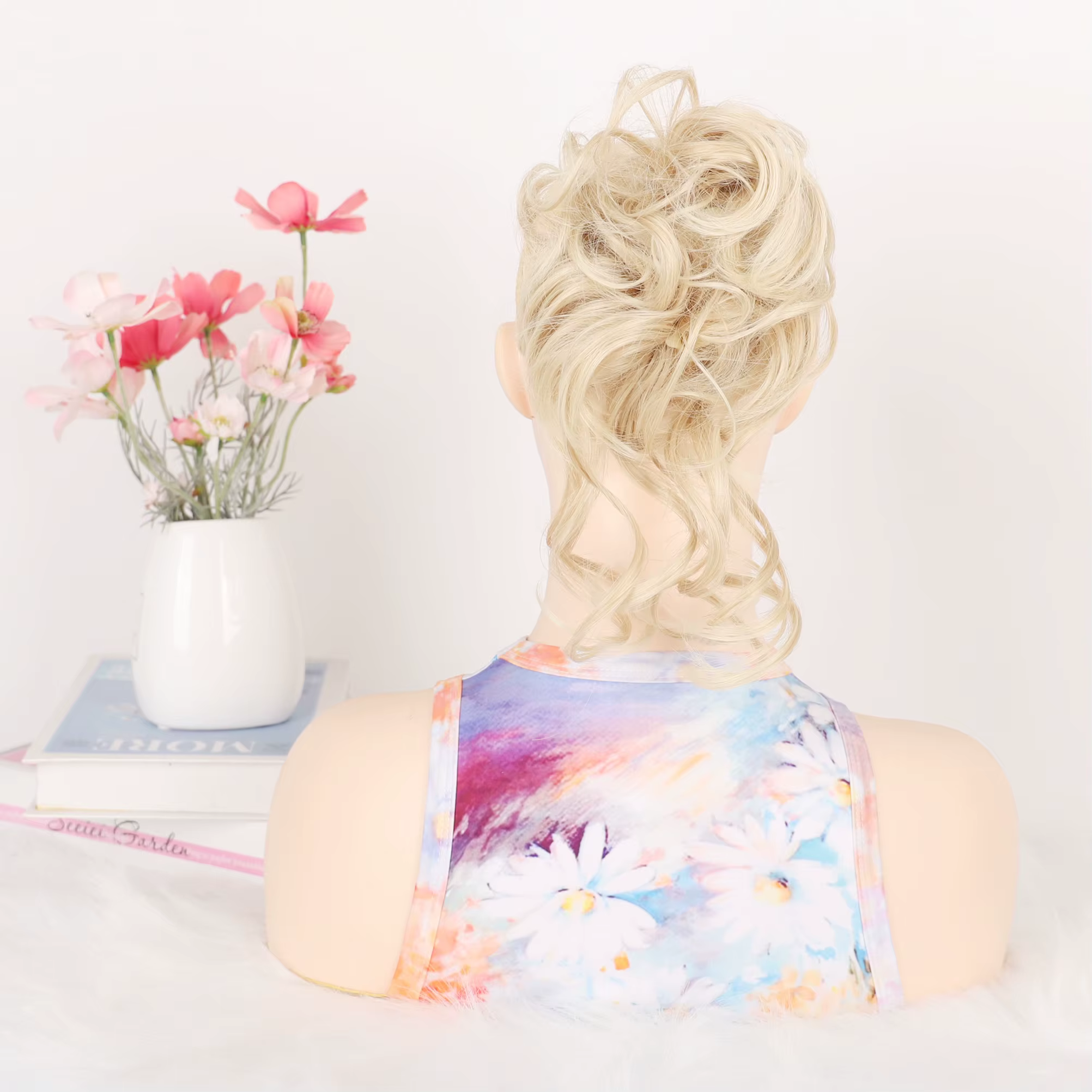 Extension de Chignon synthétique bouclé et désordre pour femmes