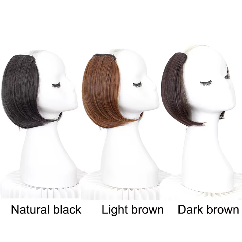 WIGSIN – postiche synthétique courte et lisse, 20cm/30cm, sans couture, partie en V, demi-perruque pour femmes, augmente le Volume des cheveux