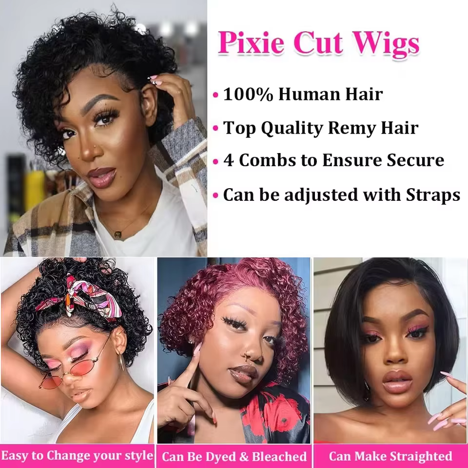 Perruque Pixie Cut en dentelle