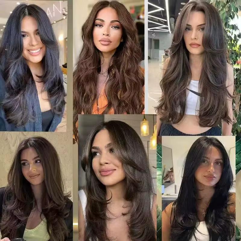 22/24 pouces synthétique en forme de V couches 4 Clips longue Extension de cheveux raides mode postiche Invisible perruque pour les femmes