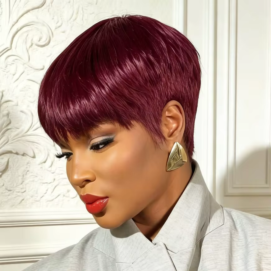 Perruque en cheveux humains coupe pixie