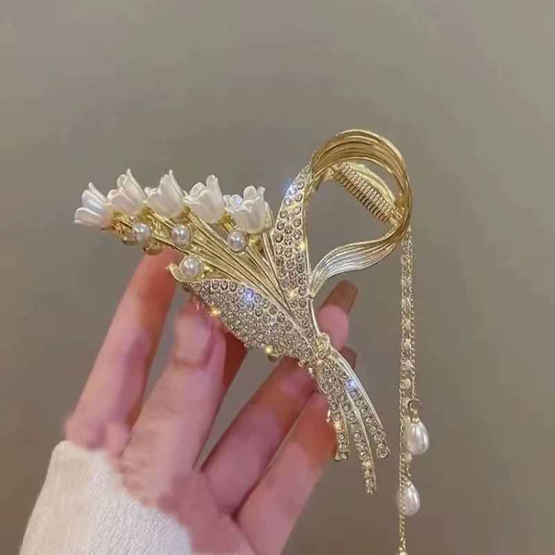 Pince à cheveux élégante surdimensionnée motif épi de blé : Luxueuse pour femme