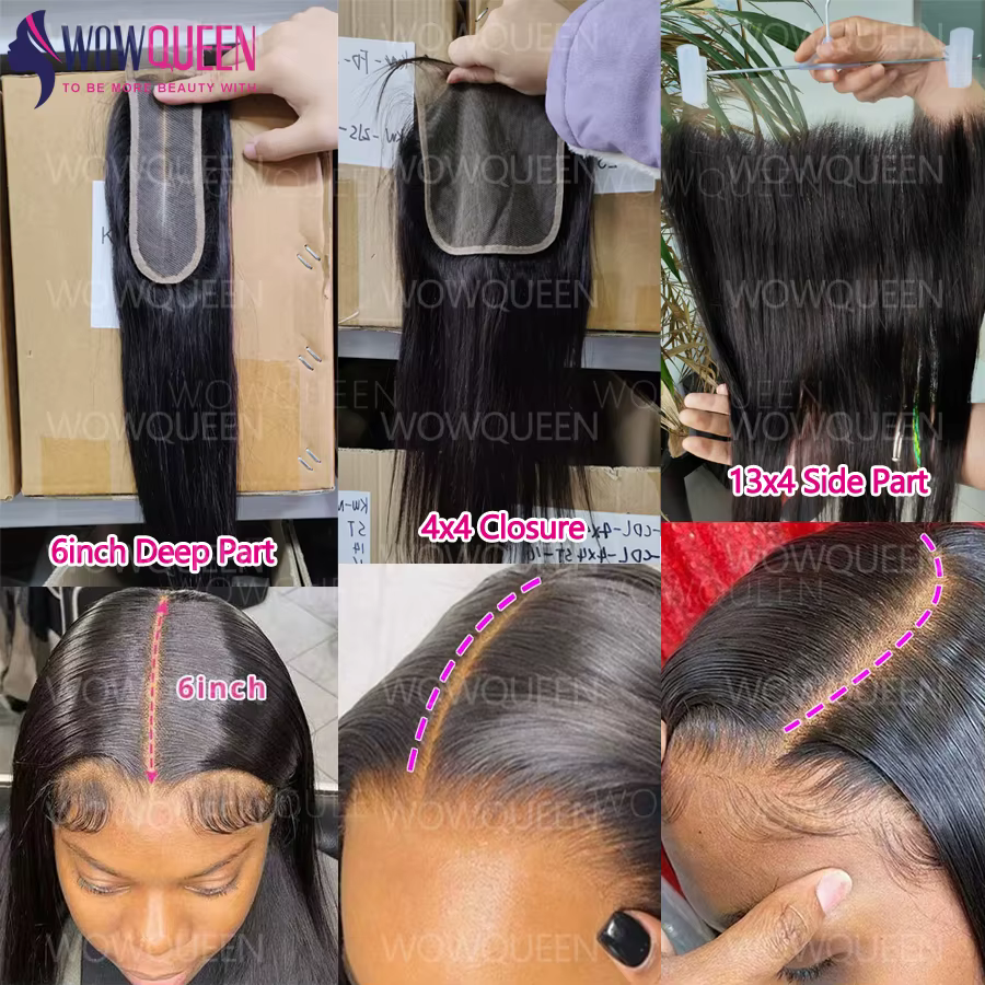 Paquets droits de cheveux humains avec fermeture 2x6 4x4 Extensions