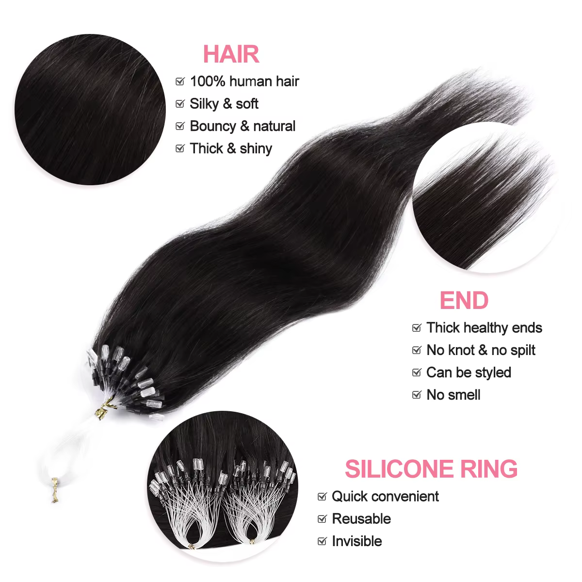Extensions de cheveux humains Remy