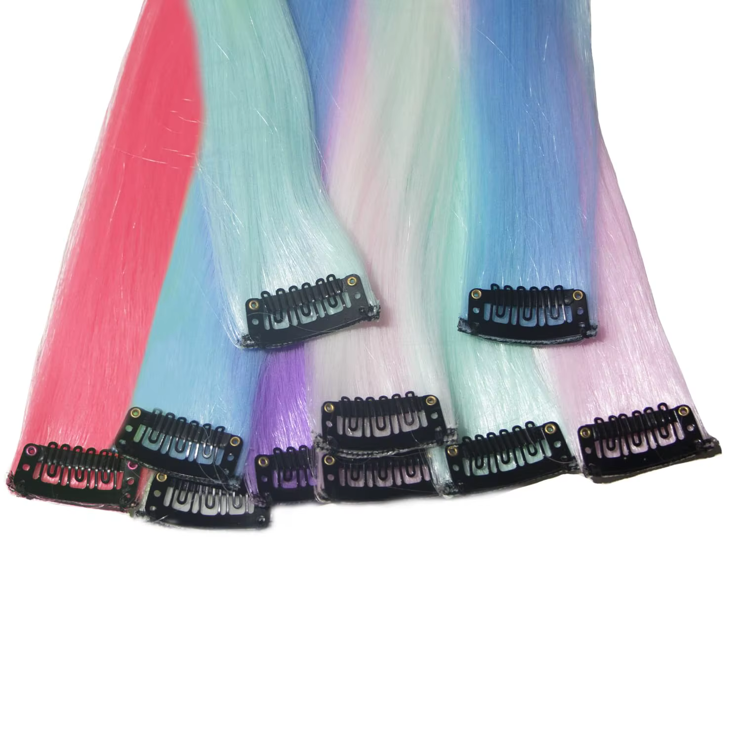 Extensions de cheveux synthétiques rose fluo qui brillent dans le noir