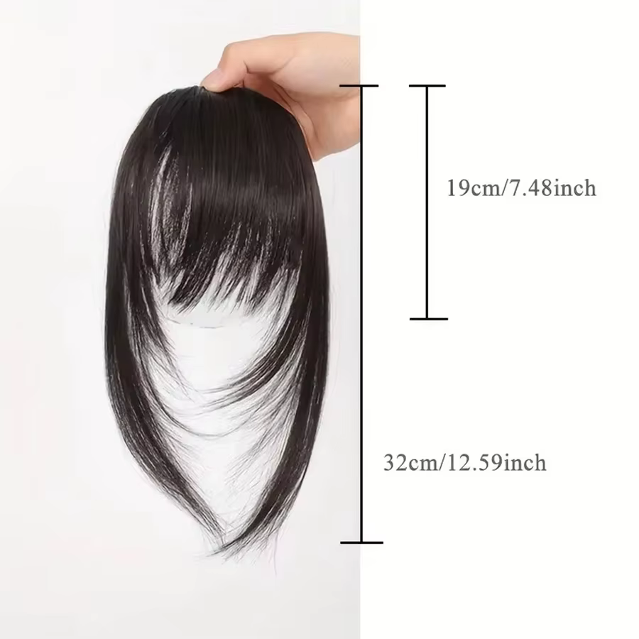 Extensions de cheveux synthétiques droites pour femmes avec frange superposée