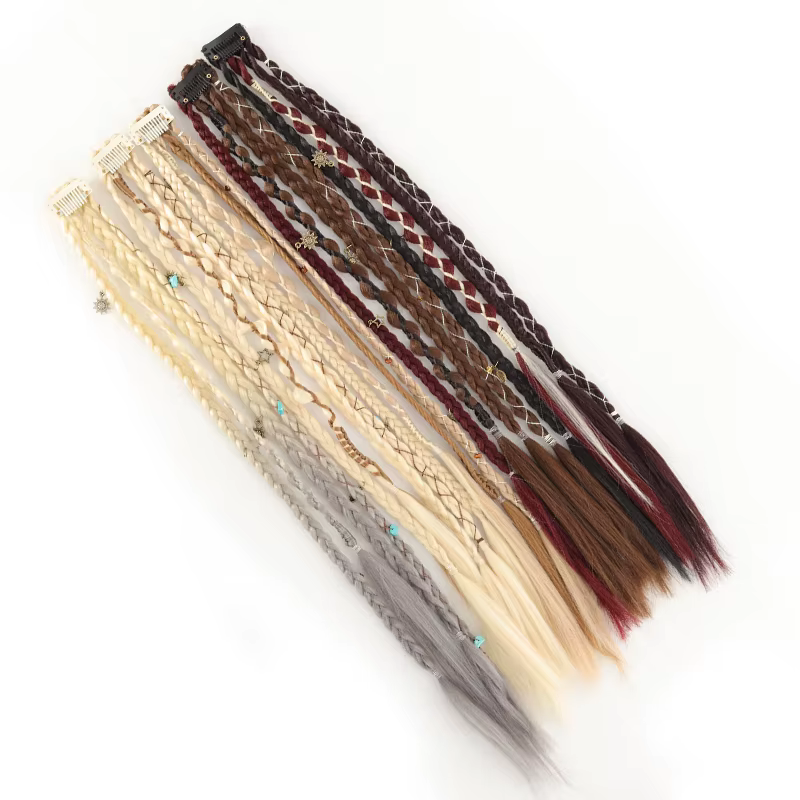Perruque avec 4 petites tresses et extensions de cheveux pour femmes