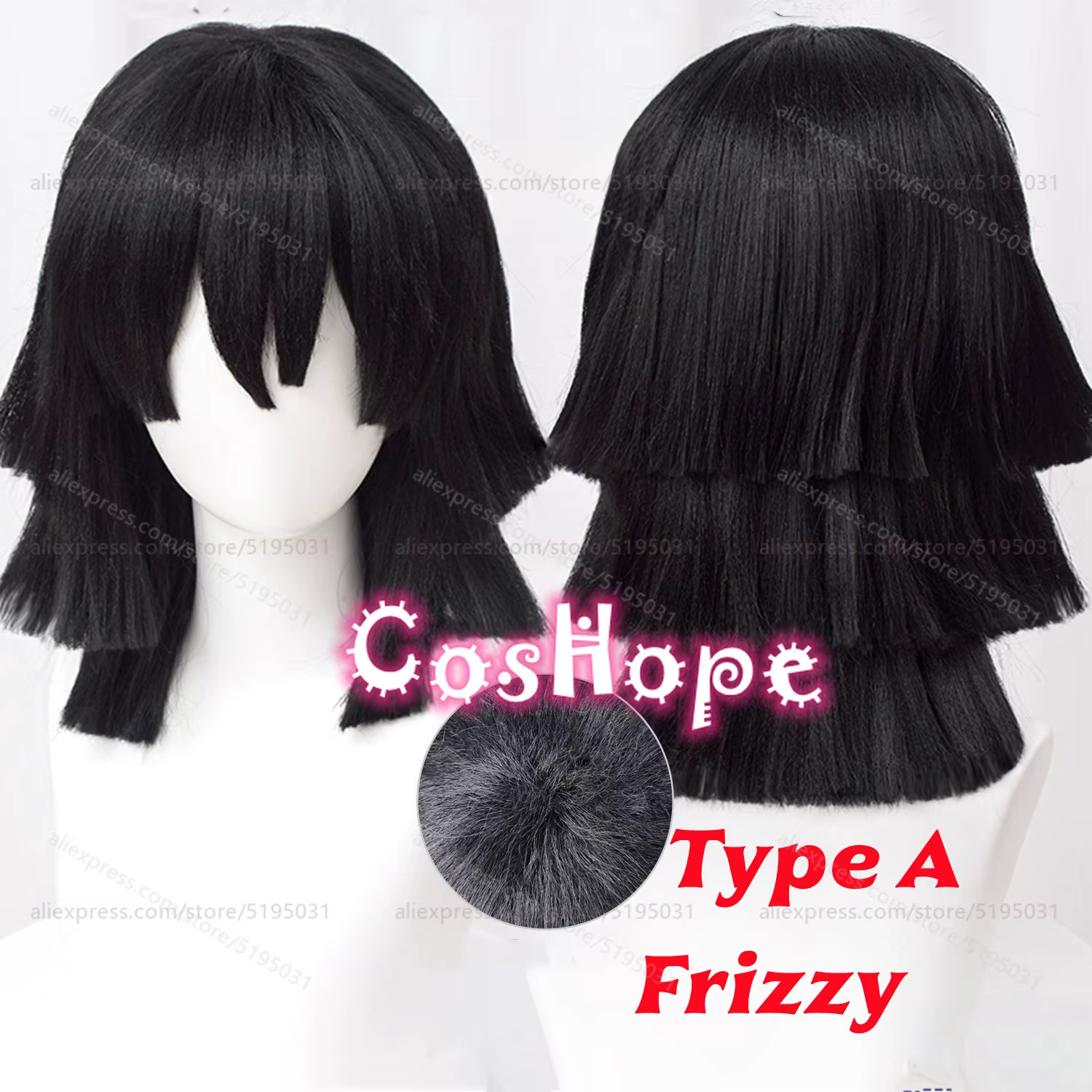 Iguro Obanai Cosplay perruque 40 cm courte