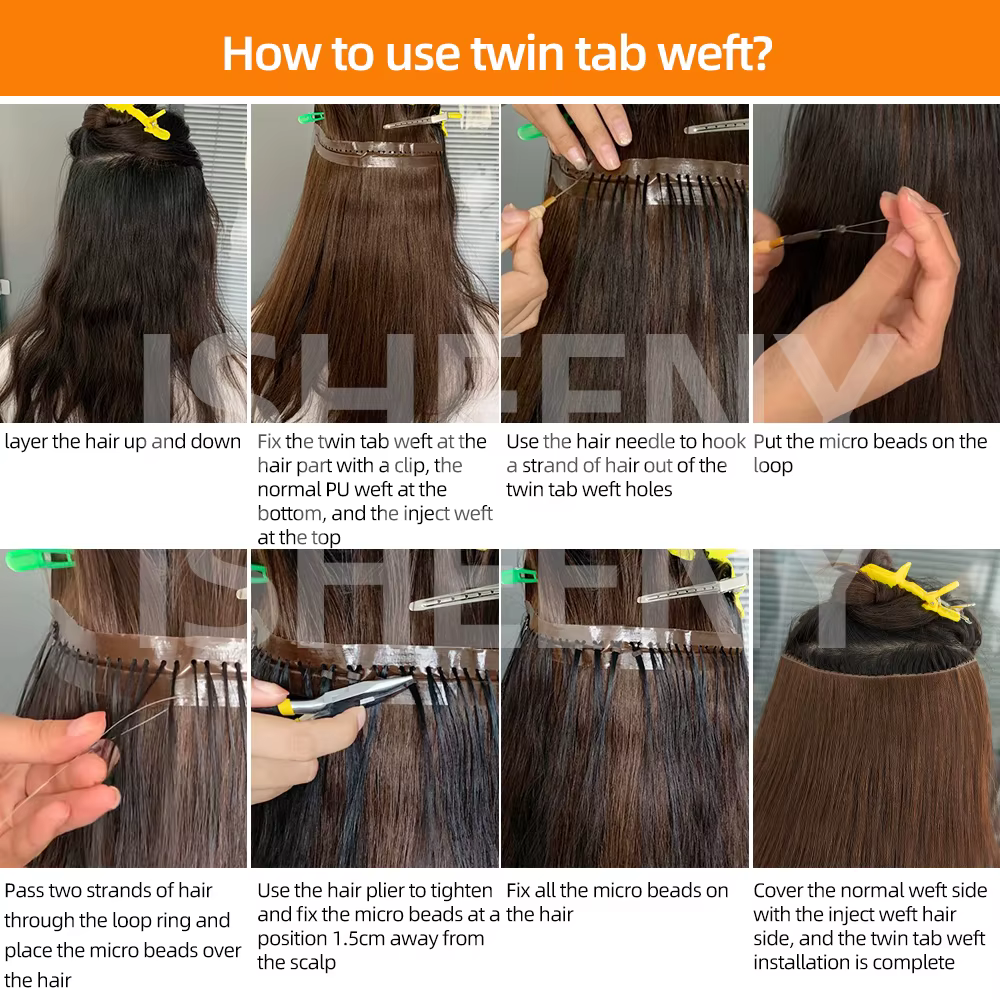 Extensions de cheveux humains de trame de trou Invisible 12 "-24" double onglet