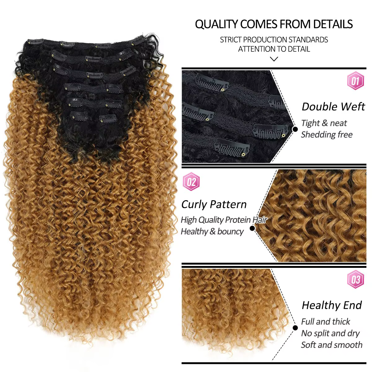 Extension Capillaire Synthétique à Clips pour Femme