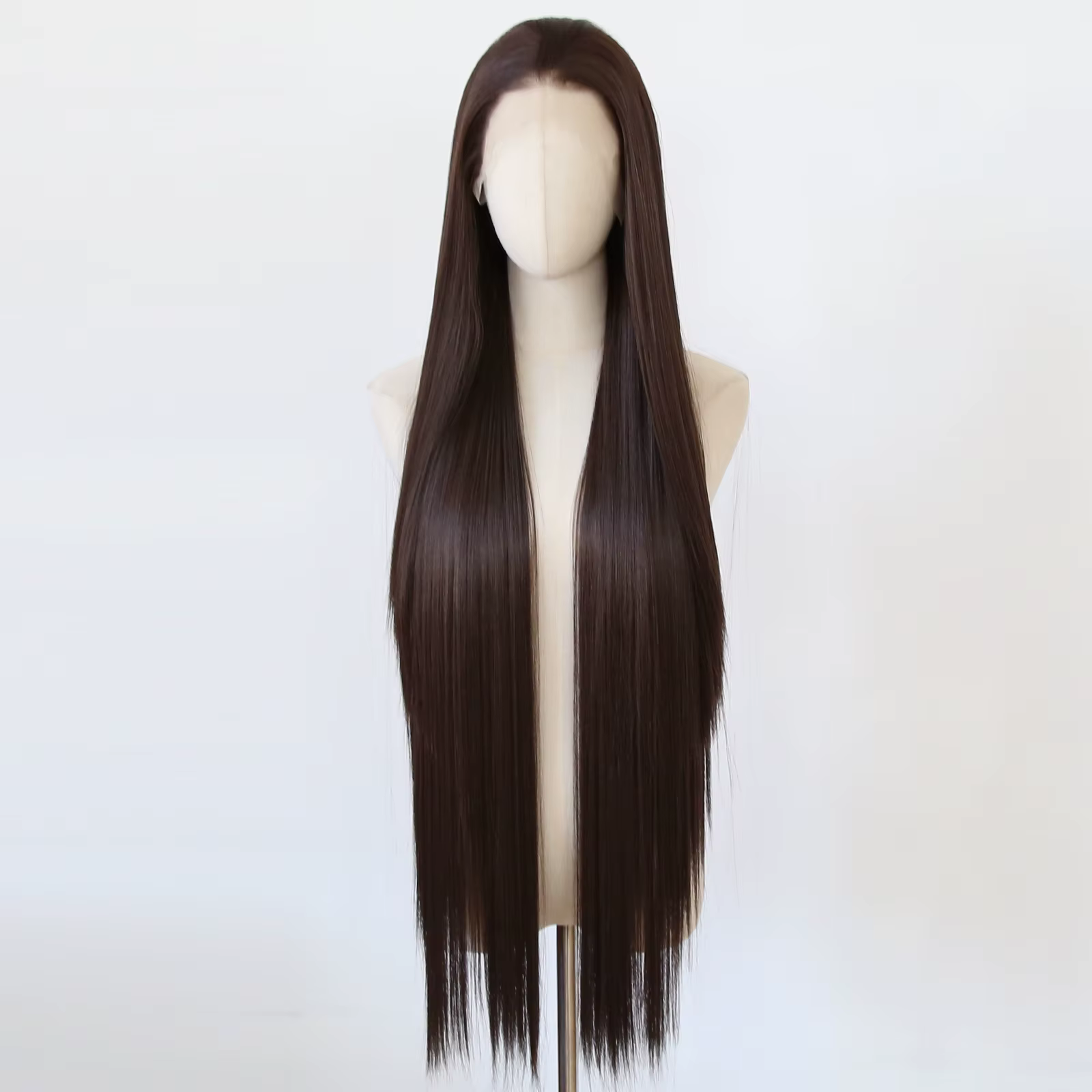 Perruque Lace Front Wig synthétique marron foncé