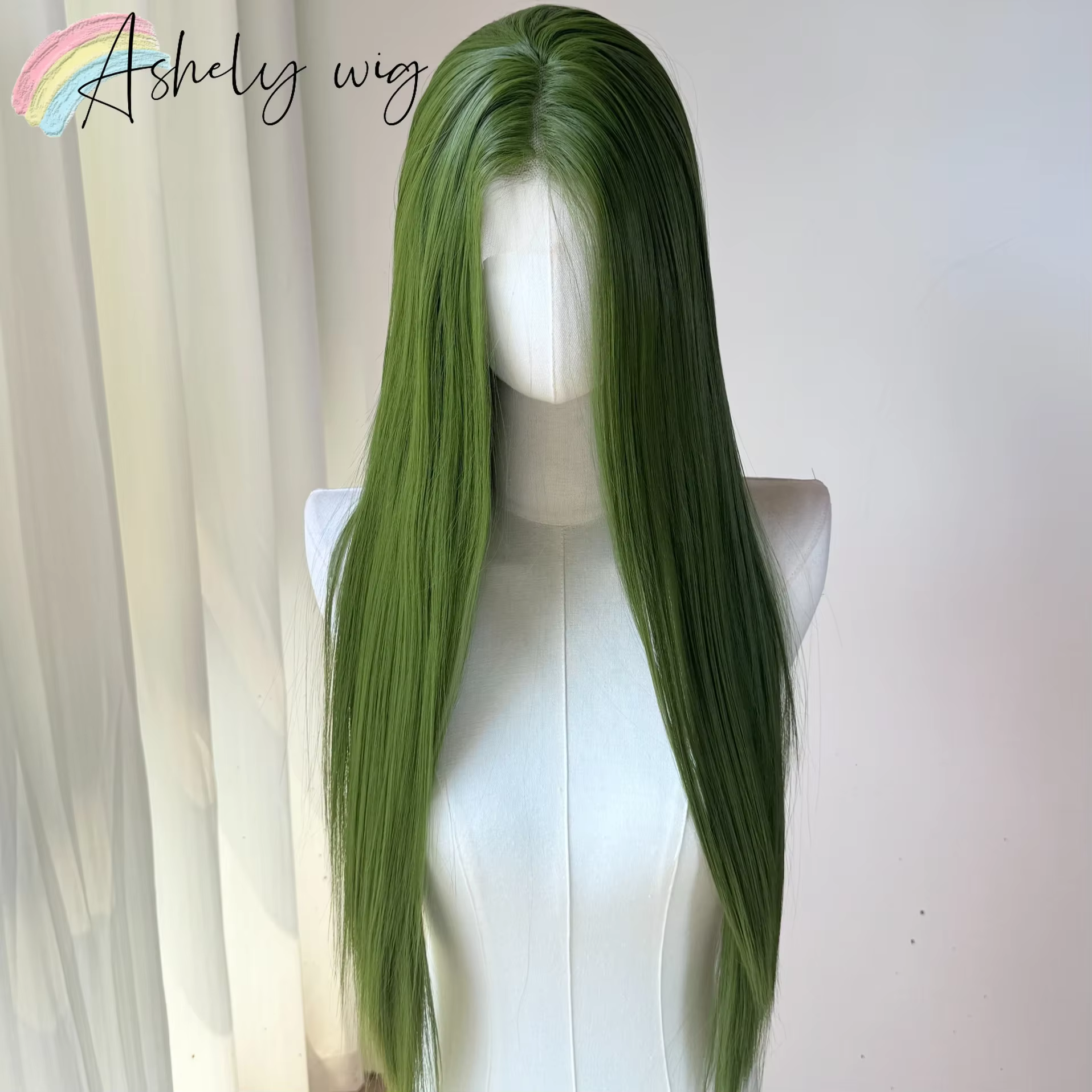 Perruque Lace Front Wig synthétique vert clair pour femmes