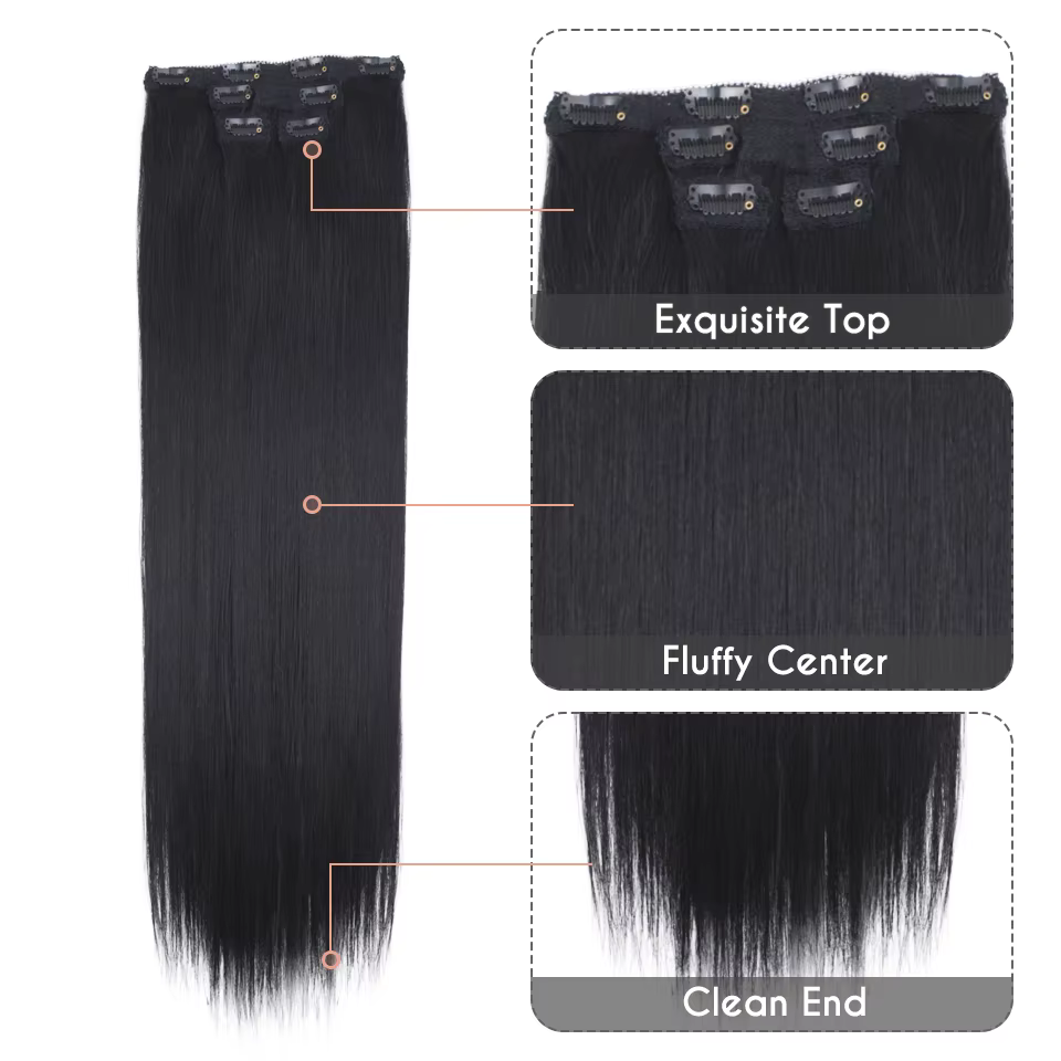 Noble cheveux synthétiques pince Extensions
