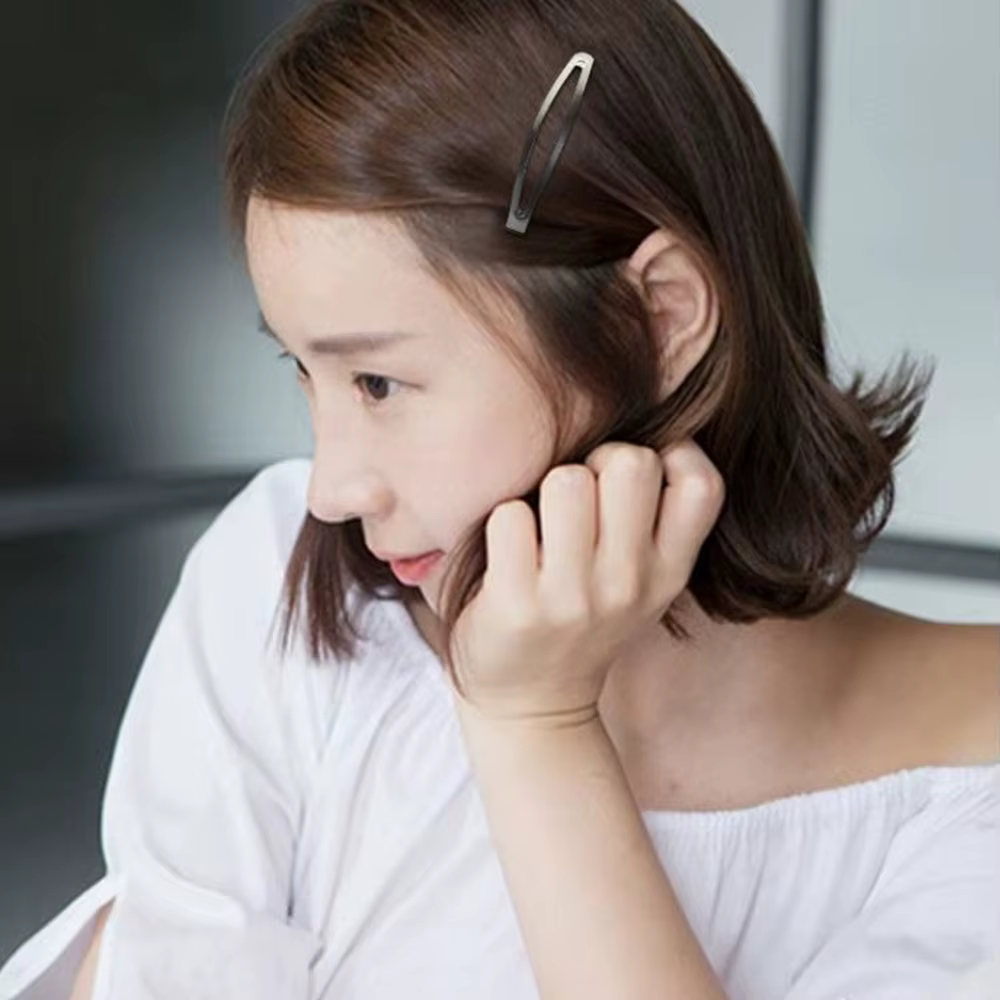 12 pinces à cheveux en métal noir de grande taille