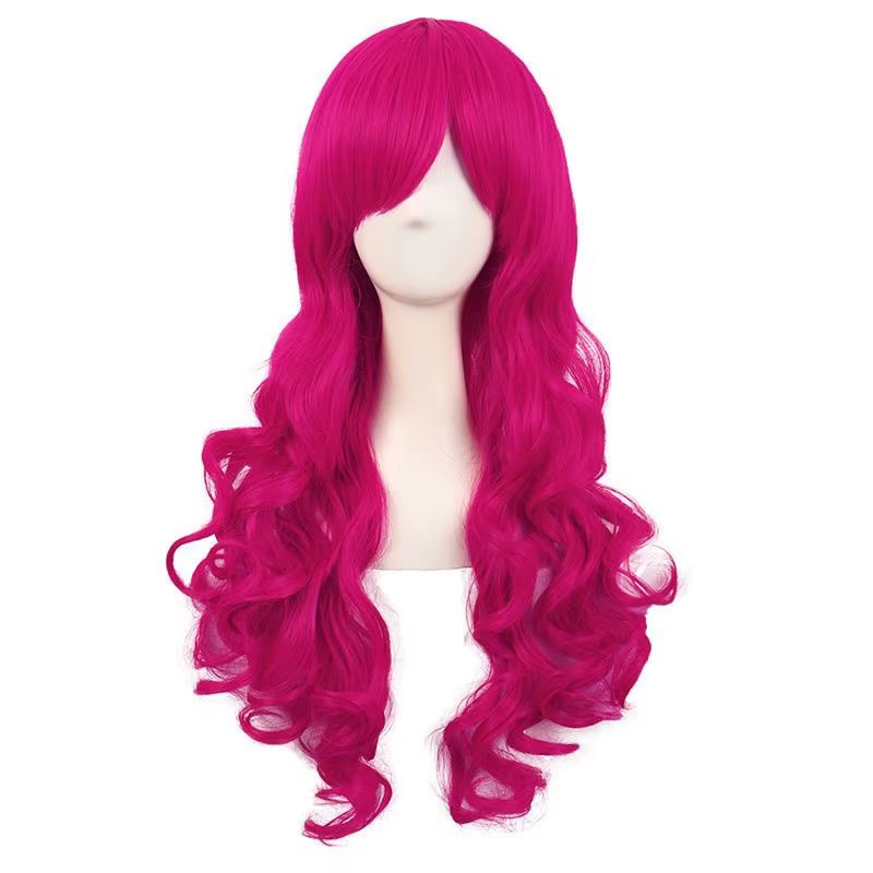 Perruque de cosplay de personnage anthropomorphe poney rose avec queue de cheval