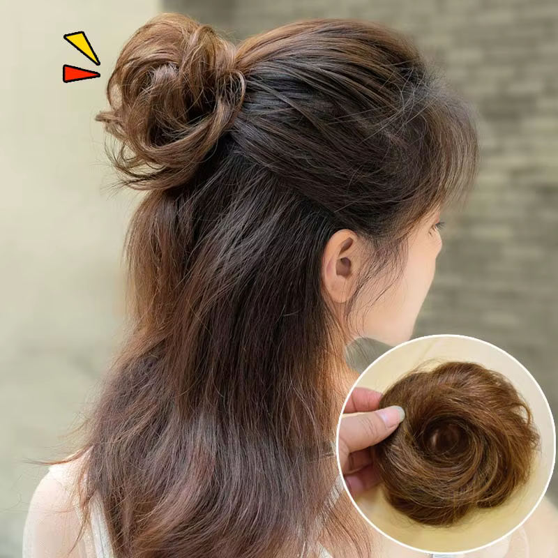 Chignon synthétique bouclé et lisse