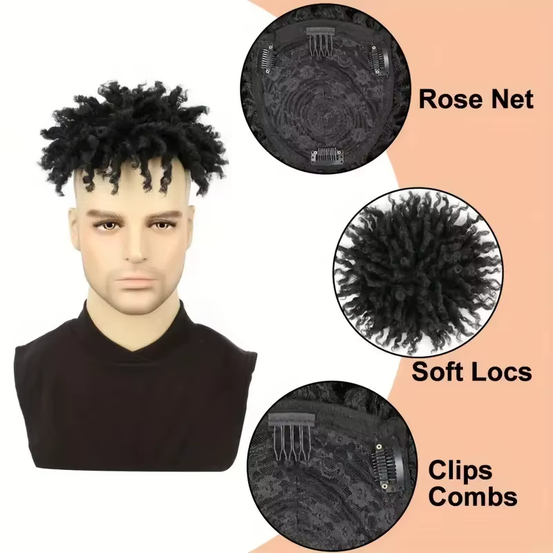 Perruque toupet courte Dreadlock avec Clips