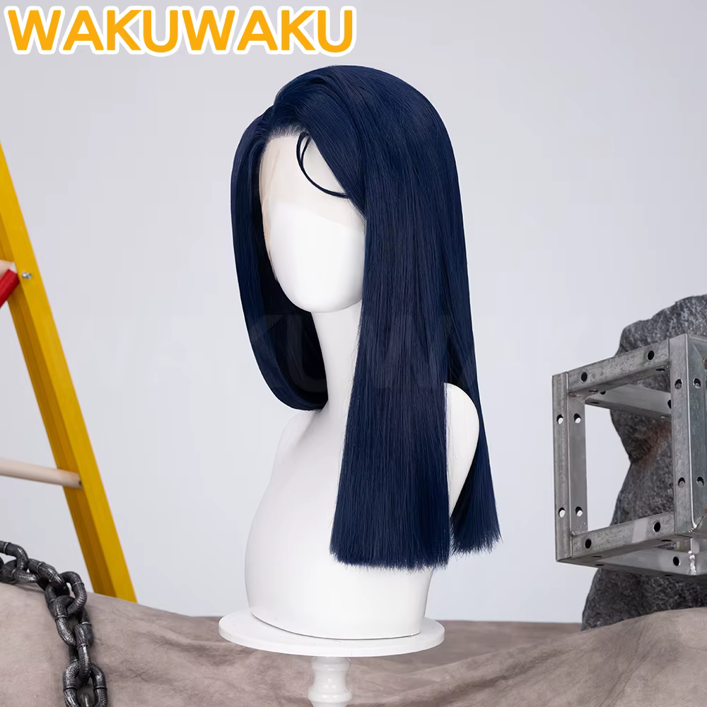 En STOCK Caitlyn avant dentelle perruque Anime Arcane Cosplay WakuWaku femmes bleu foncé cheveux longs 50 cm