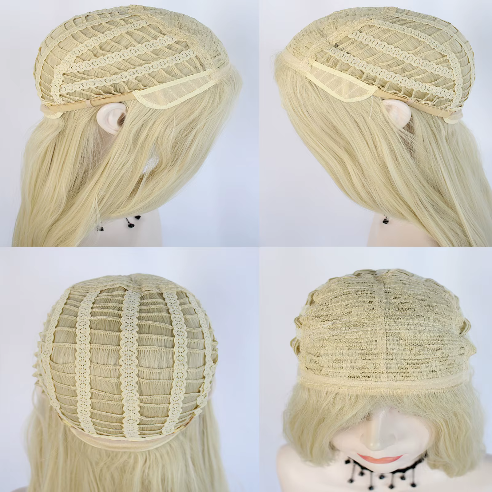 Perruque synthétique réaliste longue et ondulée blond clair