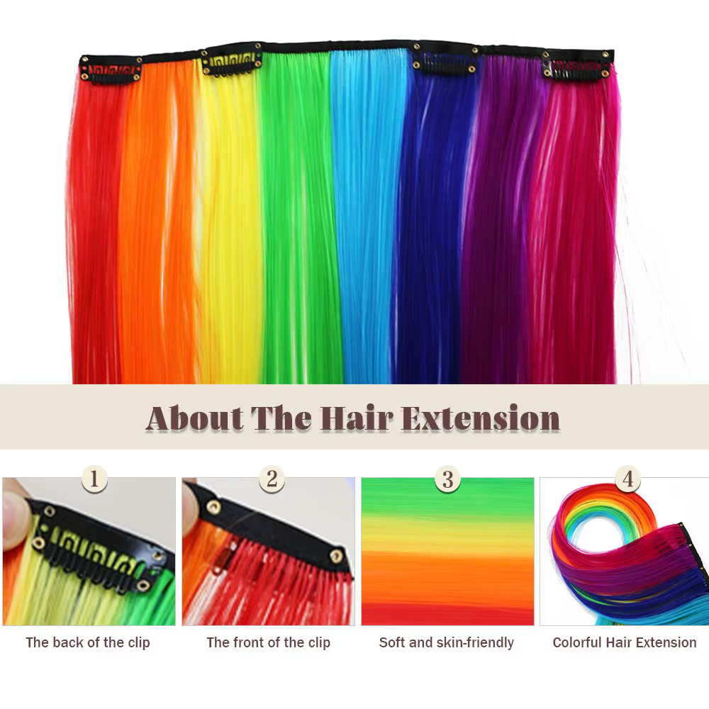 Extensions synthétiques de cheveux colorés de 22 pouces