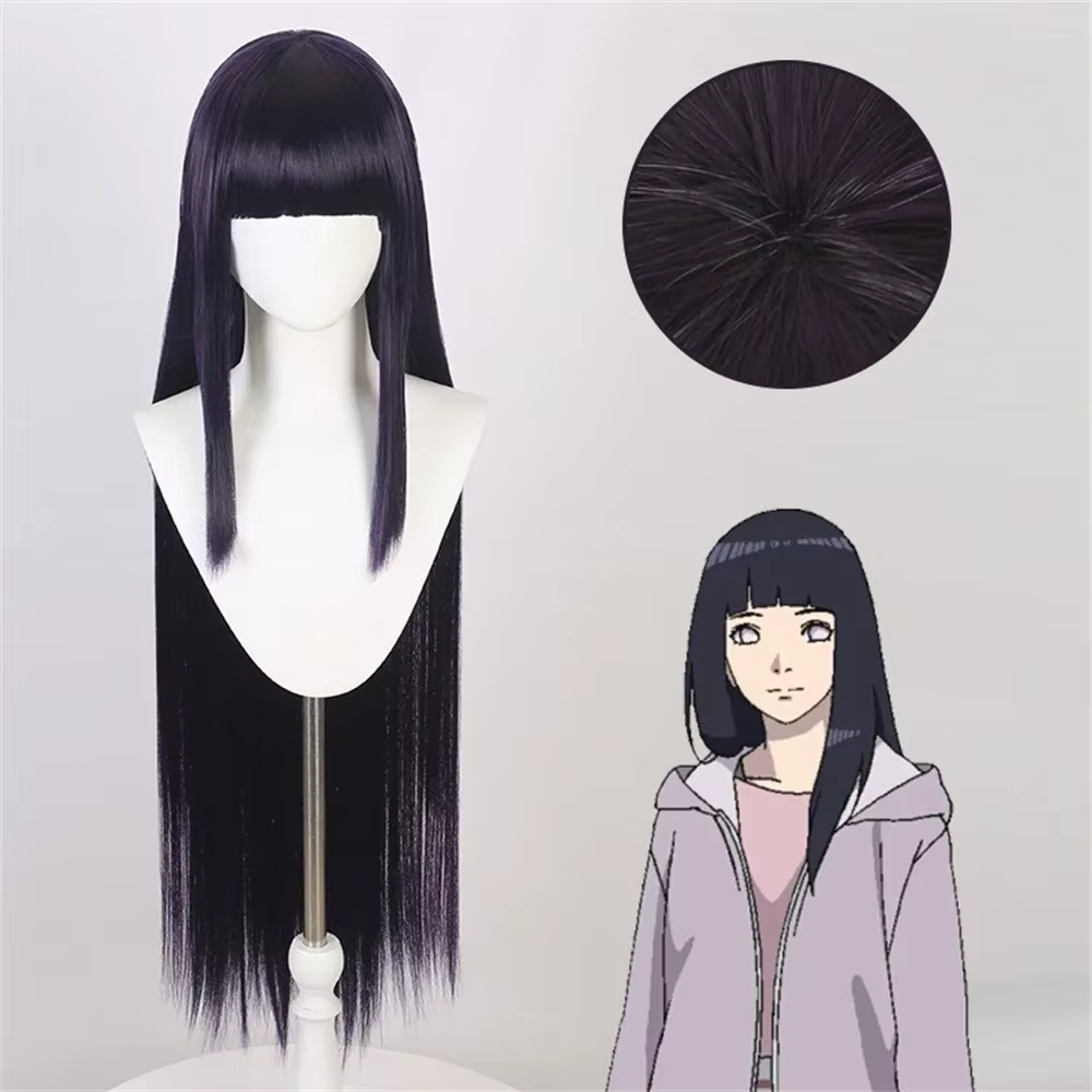 Perruque de Cosplay Anime Hinata Hyuuga bleu foncé
